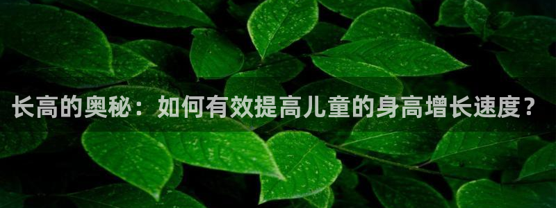 凯捷体育官网：长高的奥秘：如何有效提高儿童的身高增长
